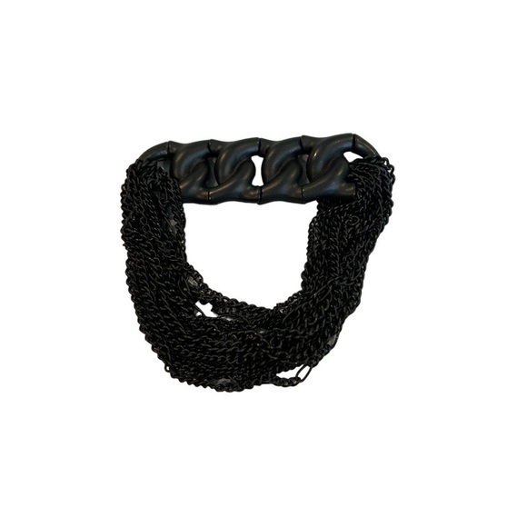 Bracelet Stephan & Co. Matte Black Medal Link Look Stretch & Multi Chain Accent - Picture 4 of 10